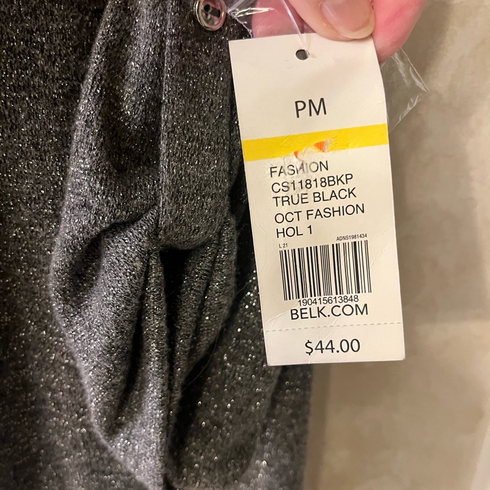 Kim Rogers Gray Blouse Silver Glitter M - Picture 2 of 8